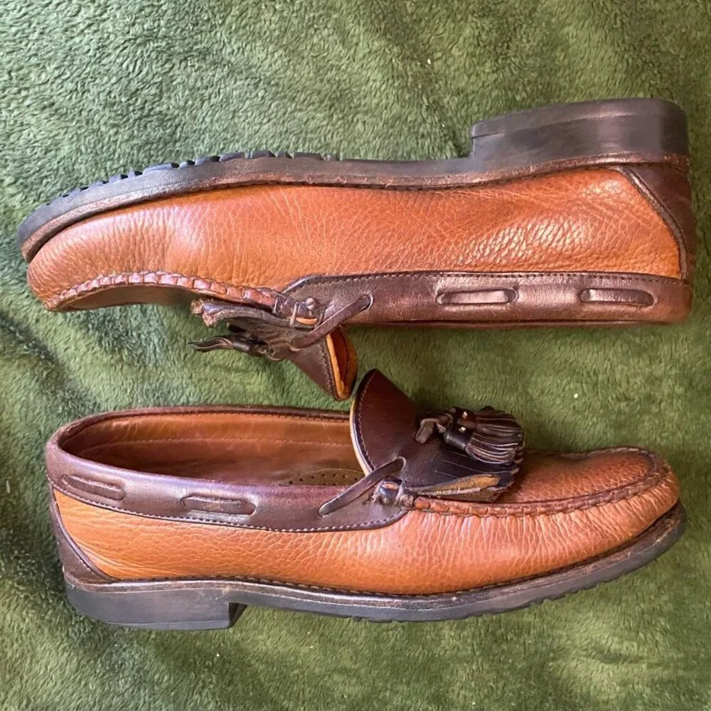 Allen Edmonds Men's Nashua Loafer Shoes Size 8D Brown Leather Tasseled Moc Toe
